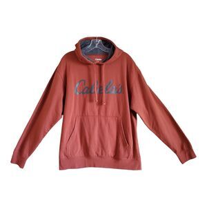 CABELA'S Men's M Hoodie Sweatshirt Rust Brown Gray Logo Drawstring Chest 42"
